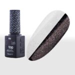 top lucios cu sclipici argintiu 2m Bea Top lucios cu sclipici fin argintiu fără strat de dispersie 2M Beauty Top Gel Master Cool Shimmer Top Multi 13ml